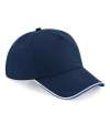 BB25C B25C Beechfield Authentic Piped 5 Panel Cap French Navy / Bright Royal / White colour image